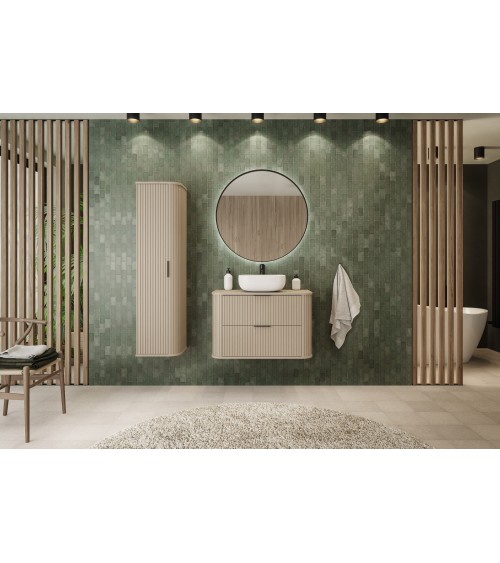 Meuble de salle de bain sous vasque avec colonne - Elégance Crème
