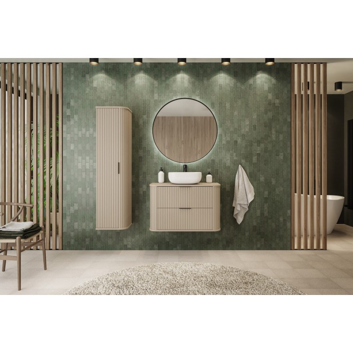 Meuble de salle de bain sous vasque avec colonne - Elégance Crème