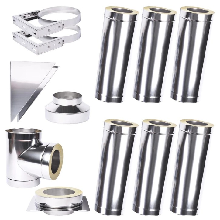 Kit di condotti isolati a doppia parete da 6 m Ø 100/120/130/150/160/180/200 mm