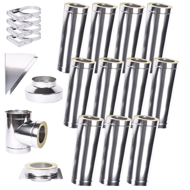 Kit conduit isolé 11m double paroi Ø 100/120/130/150/160/180/200 mm