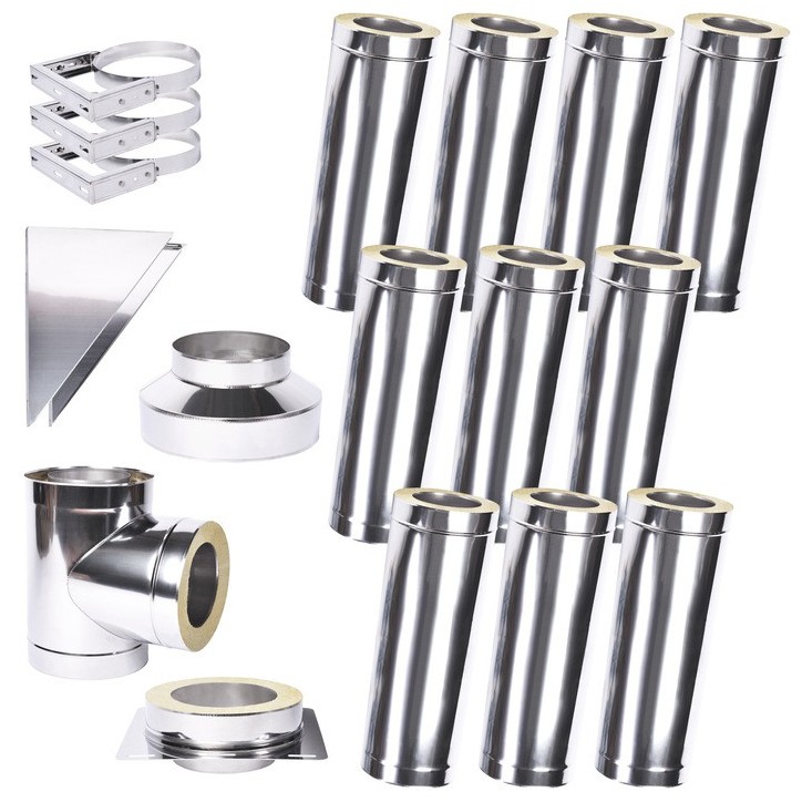 Kit di condotti isolati a doppia parete da 10 m Ø 100/120/130/150/160/180/200 mm
