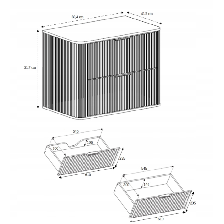 Meuble de salle de bain sous vasque avec colonne - Elégance Crème