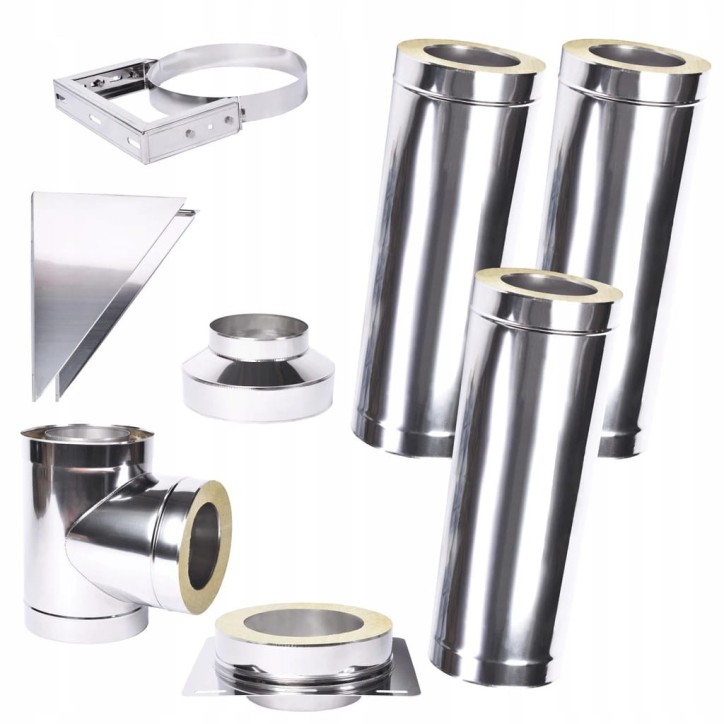 Kit conduit isolé 3m double paroi Ø 100/120/130/150/160/180/200 mm Kit conduit isolé 3m double paroi Ø 100/120/130/150/160/180/200 mm