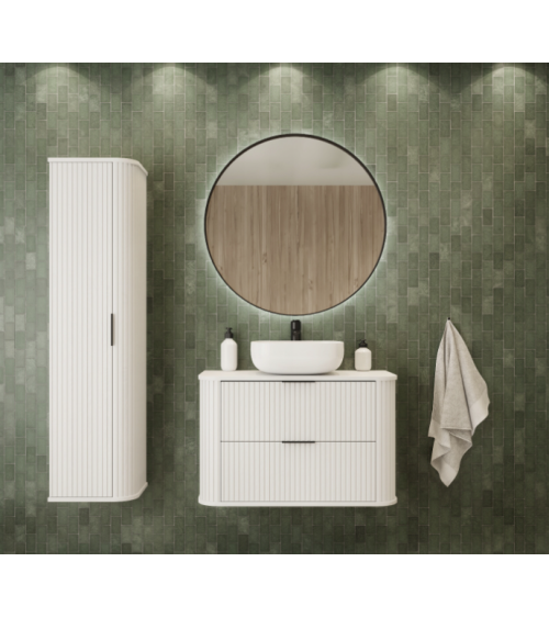 Meuble de salle de bain sous vasque avec colonne - Elégance Blanc