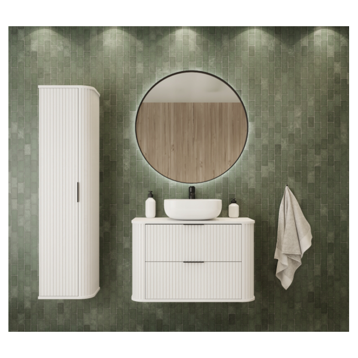 Meuble de salle de bain sous vasque avec colonne - Elégance Blanc