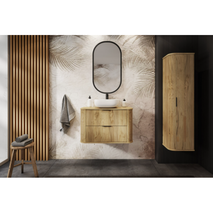 Meuble Elégance sous vasque avec colonne - Elégence en chêne artisanal doré