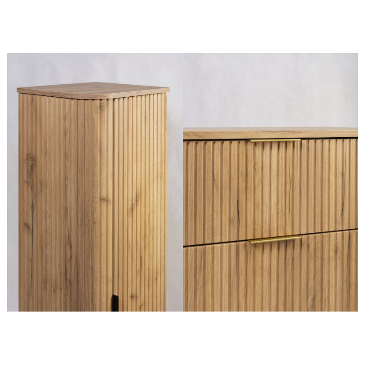 Meuble Elégance sous vasque avec colonne - Elégence en chêne artisanal doré