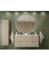 Meuble de salle de bain sous double vasque avec colonne - Flow crème