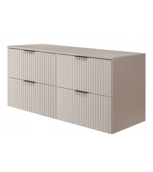 Meuble de salle de bain sous double vasque avec colonne - Flow crème