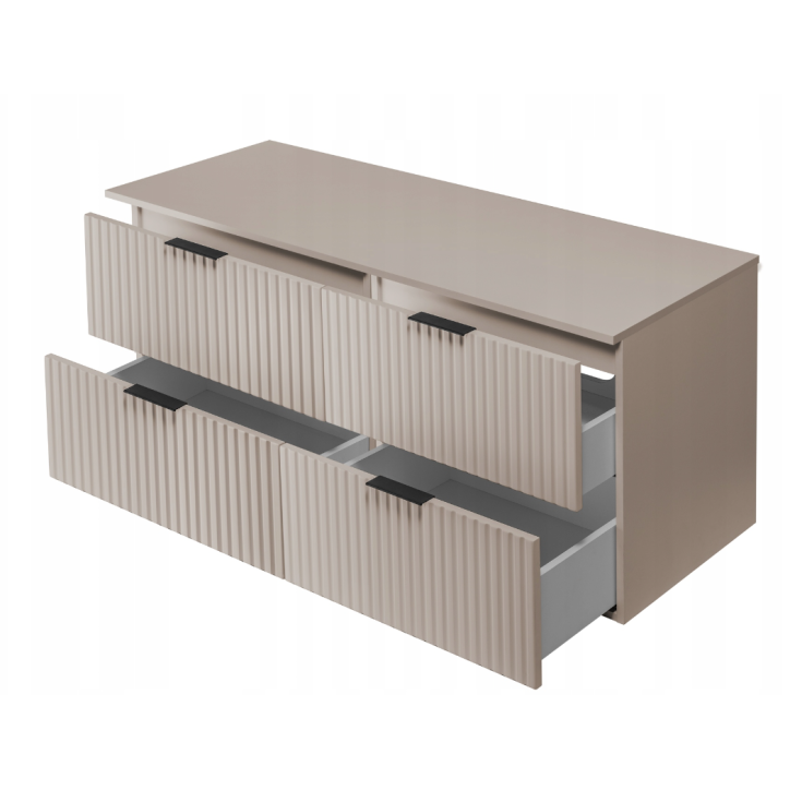 Meuble de salle de bain sous double vasque avec colonne - Flow crème