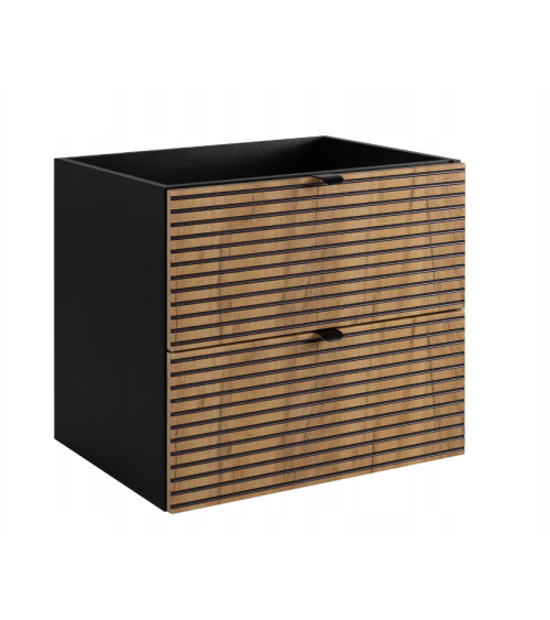 Meuble de salle de bain sous vasque avec colonne - Flow chêne artisanal doré