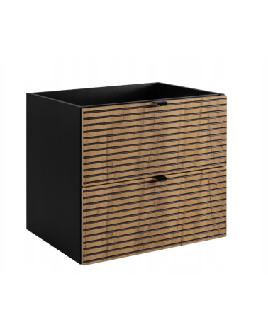 Meuble de salle de bain sous vasque avec colonne - Flow chêne artisanal doré