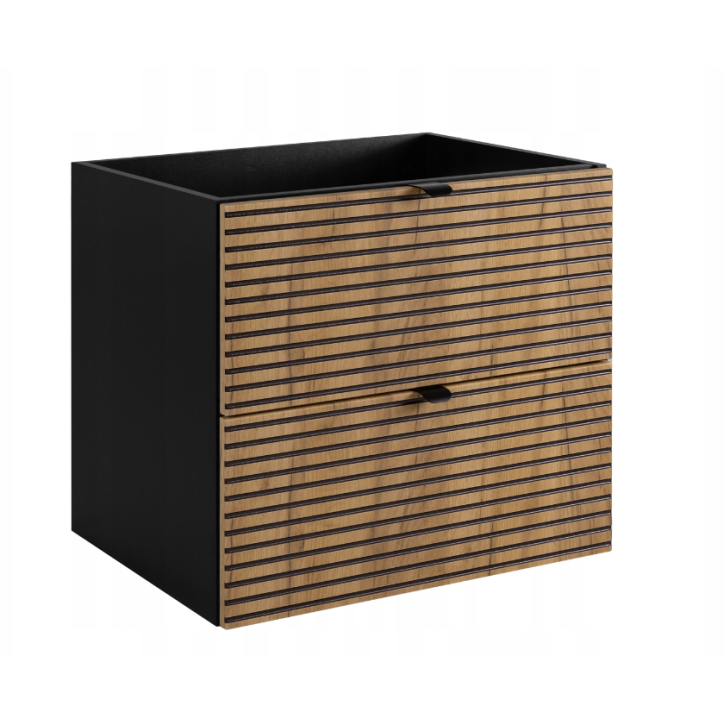 Meuble de salle de bain sous vasque avec colonne - Flow chêne artisanal doré