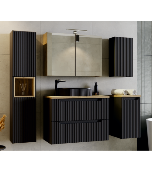 Ensemble de salle de bain NOVA NOIR - 1 vasque, 1 colonne