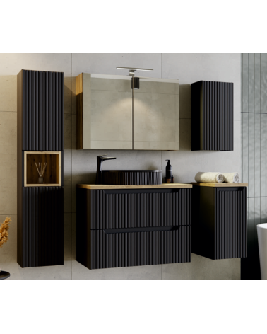 Ensemble de salle de bain NOVA NOIR - 1 vasque, 1 colonne