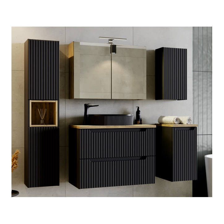 Ensemble de salle de bain NOVA NOIR - 1 vasque, 1 colonne