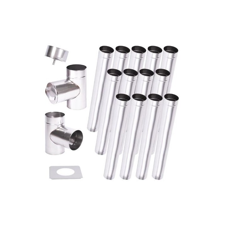 Kit de conducto de chimenea 13 m pared simple  - 100/120/130/150/160/180/200 mm