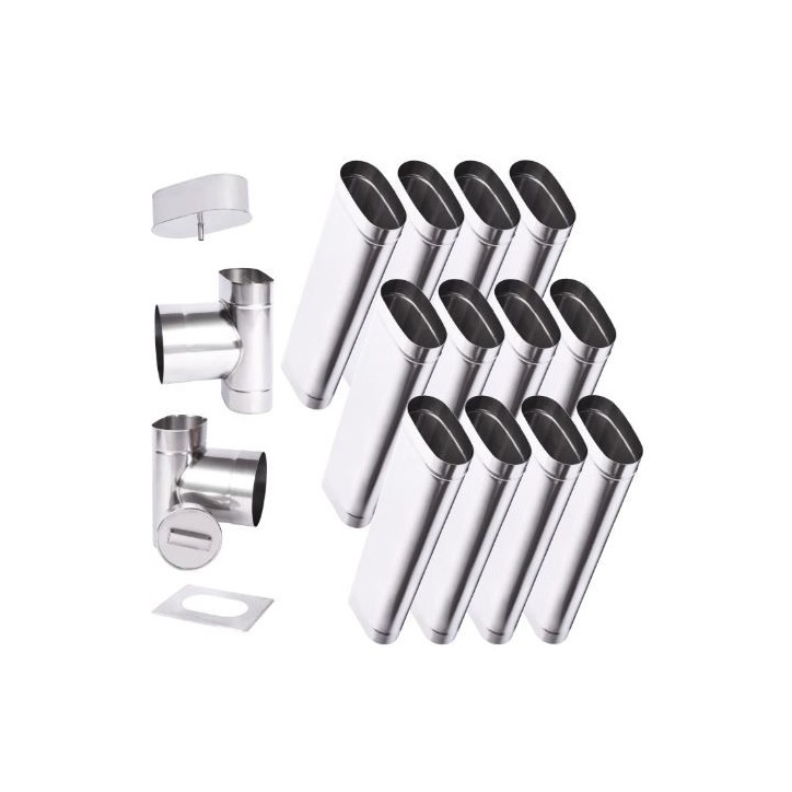 Kit conduit cheminée simple paroi ovale de 12 m Ø 120x180 mm