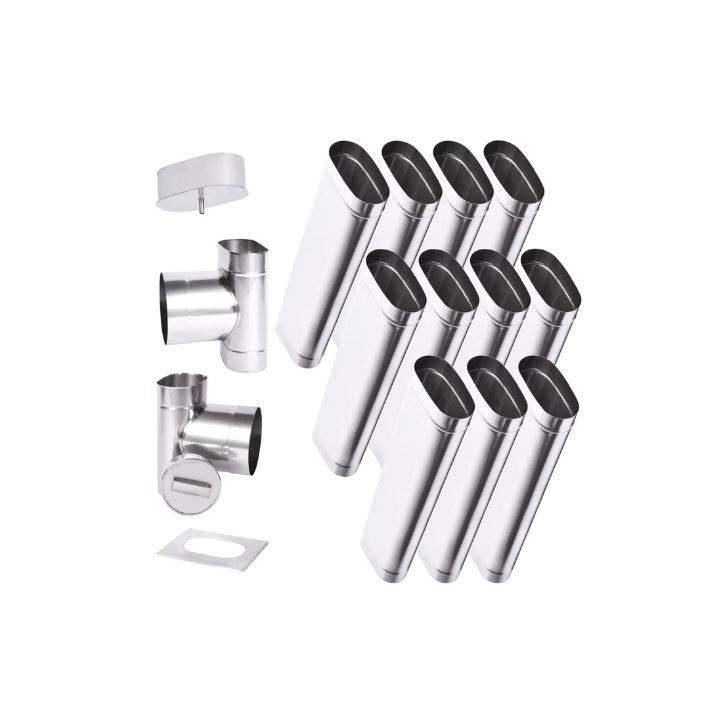 Kit conduit cheminée simple paroi ovale de 11 m Ø 120x185 mm Kit conduit cheminée simple paroi ovale de 11 m Ø 120x185 mm