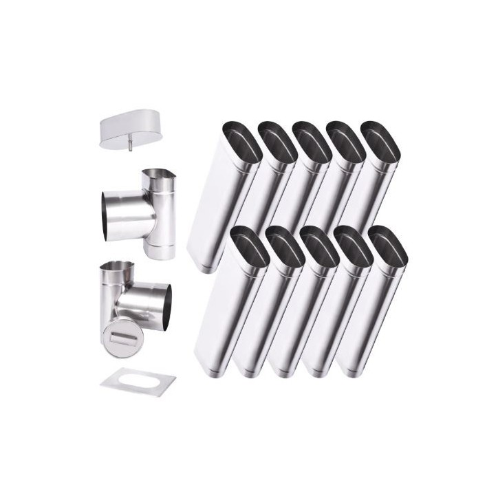 Kit conduit cheminée simple paroi ovale de 10 m Ø 120x180 mm