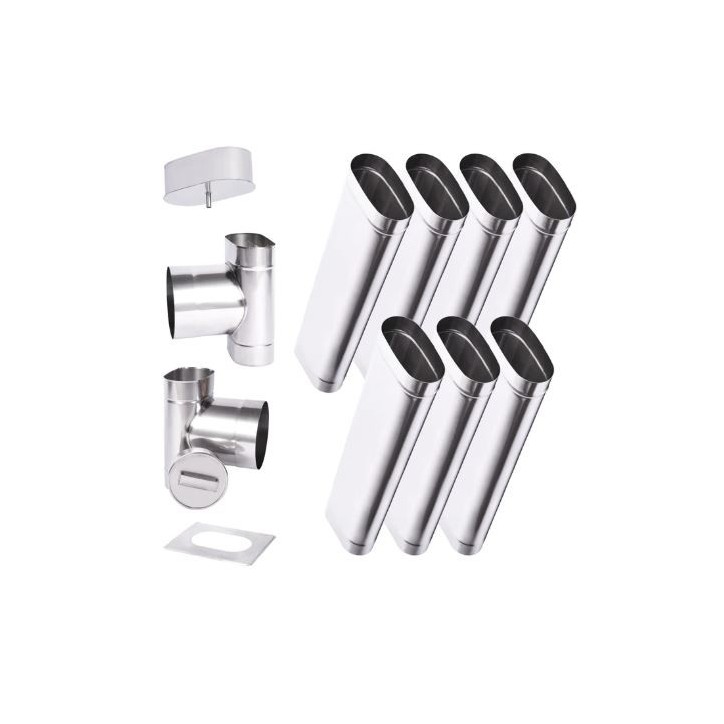 7 m Ø 120x180 mm kit de chaminé oval de parede simples