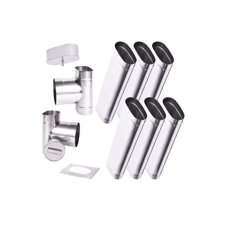 Kit conduit cheminée simple paroi ovale de 6 m Ø 120x180 mm
