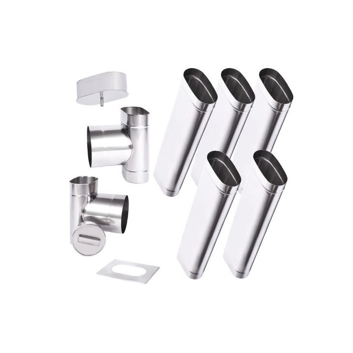 Kit conduit cheminée simple paroi ovale de 5 m Ø 120x185 mm