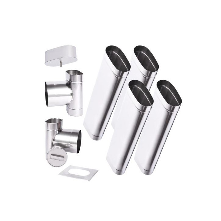 4 m Kit de chaminé oval de parede simples Ø 120x180 mm
