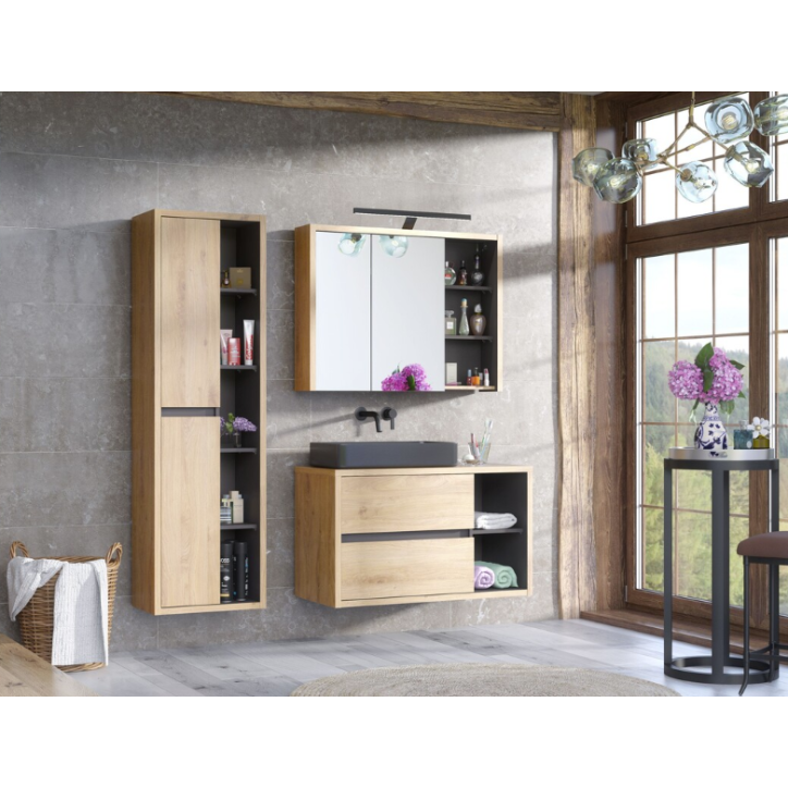 Ensemble de salle de bain Devon - 2 vasques, 1 colonne