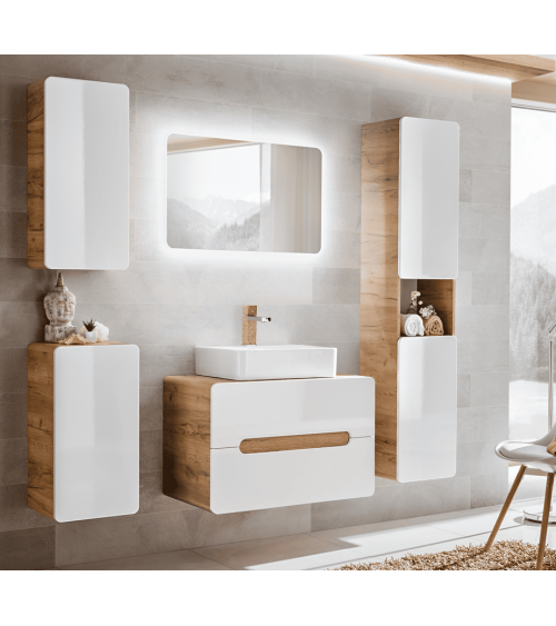 Ensemble de salle de bain Aruba White - 1 vasque, 1 colonne