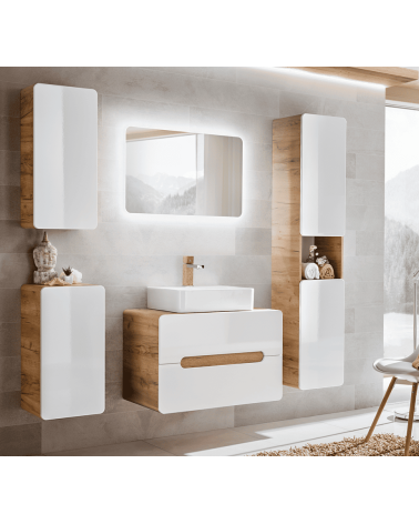 Ensemble de salle de bain Aruba White - 1 vasque, 1 colonne