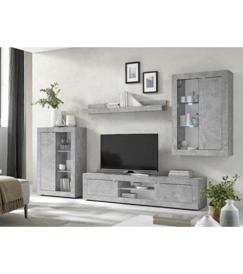 Ensemble meuble tv BASIC couleur béton 184 cm
