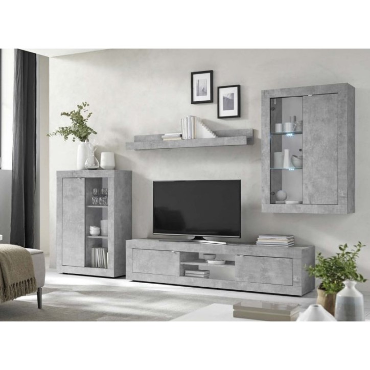 Ensemble meuble tv BASIC couleur béton 184 cm