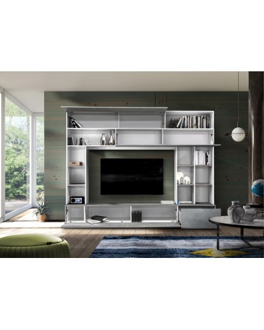Ensemble meuble TV GEORGIO gris blanc 277 cm