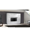 Ensemble meuble TV COLGAR Flor blanc sérigraphié 240 cm