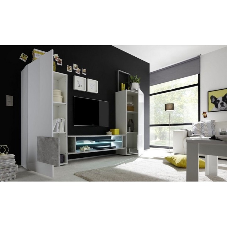 Ensemble meuble TV MARIO 258 cm béton