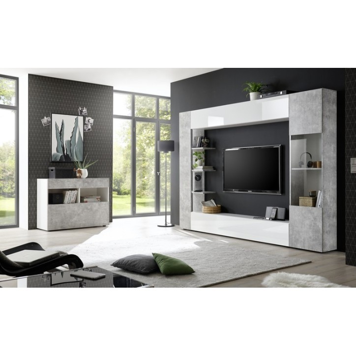 Ensemble meuble TV SOPRANO béton 295 cm