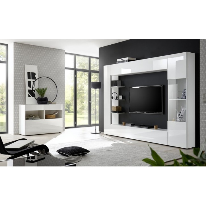 Ensemble meuble TV SOPRANO blanc 295 cm