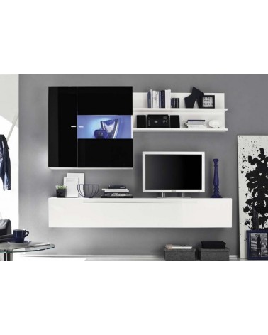 Ensemble meuble tv suspendu GIGLIO 210 cm noir et blanc