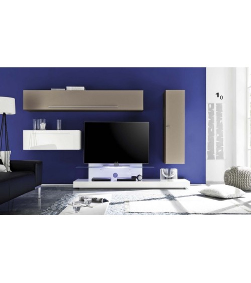 Ensemble meuble tv SPOLETO 290 cm blanc et perlo
