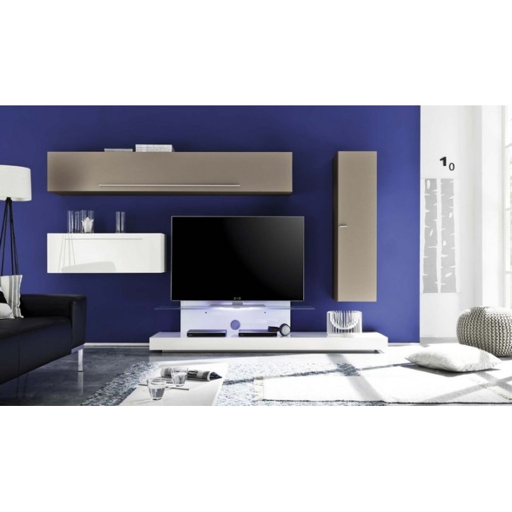 Ensemble meuble tv SPOLETO 290 cm blanc et perlo
