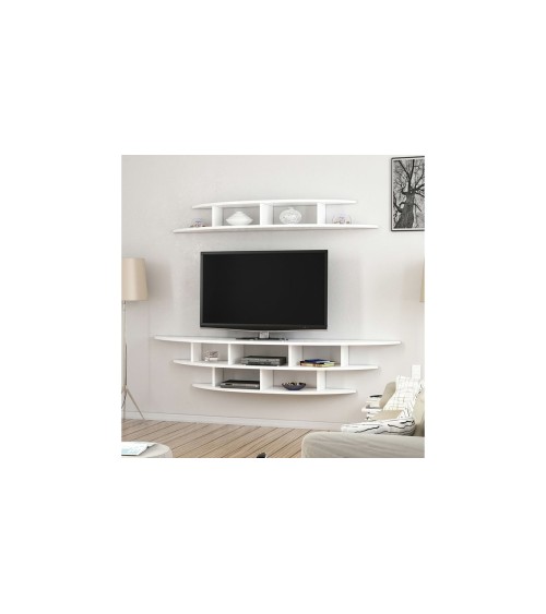 Ensemble meuble TV ALVINO 176 cm blanc