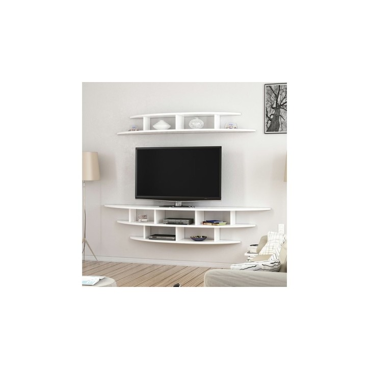 Ensemble meuble TV ALVINO 176 cm blanc