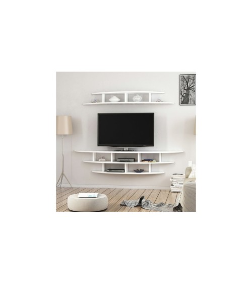 Ensemble meuble TV ALVINO 176 cm blanc