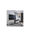 Ensemble meuble TV HADISE 135 cm blanc et bois