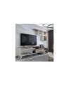 Ensemble meuble TV HADISE 135 cm blanc et bois