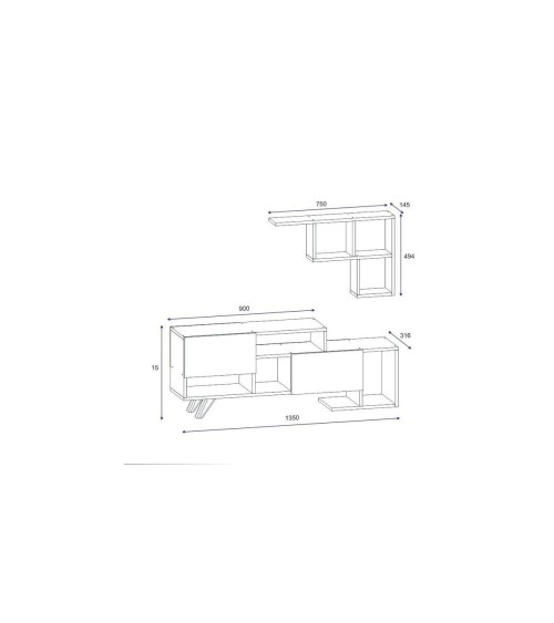 Ensemble meuble TV HADISE 135 cm blanc et bois