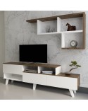 Ensemble meuble TV HAZAN 1 150 cm blanc et bois