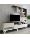 Ensemble meuble TV HAZAN 1 150 cm blanc et bois