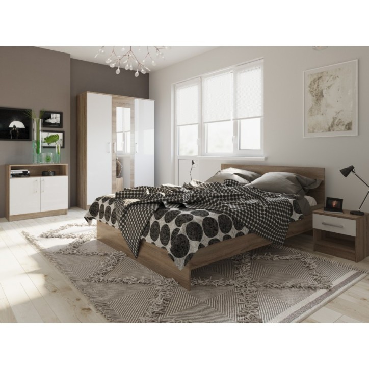 Slaapkamer met kledingkast SPIKE CHENE CLAIR 160x200 cm